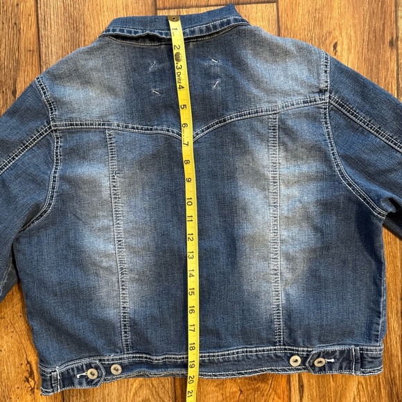 Maurices Dark Blue Distressed Jean Jacket - Size:XL - Picture 14 of 15